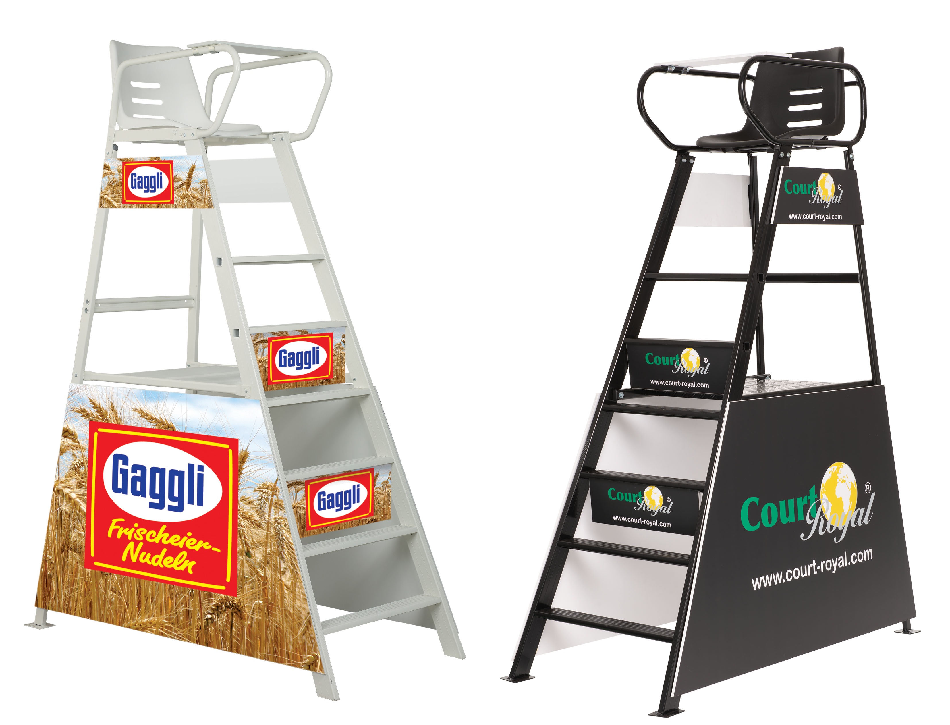 Werbeschiedsrichterstuhl Court Royal Deluxe Grand-Slam weiß und schwarz