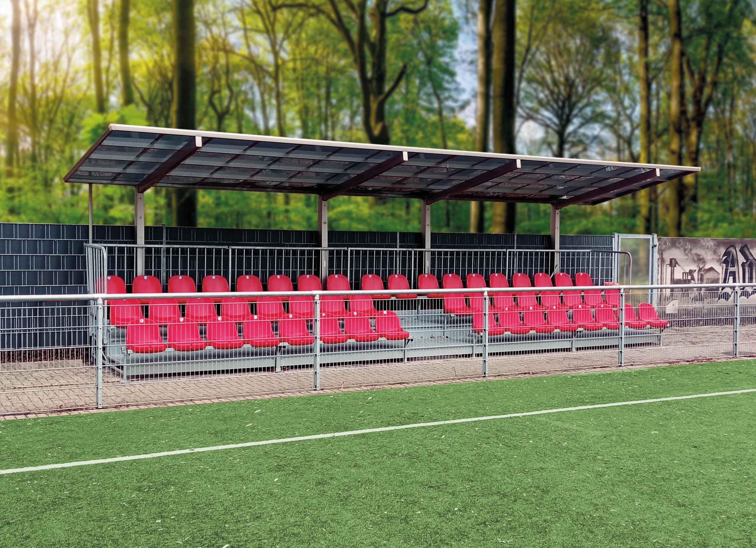 Tribünenüberdachung Court Royal zur Selbstmontage als Bausatz