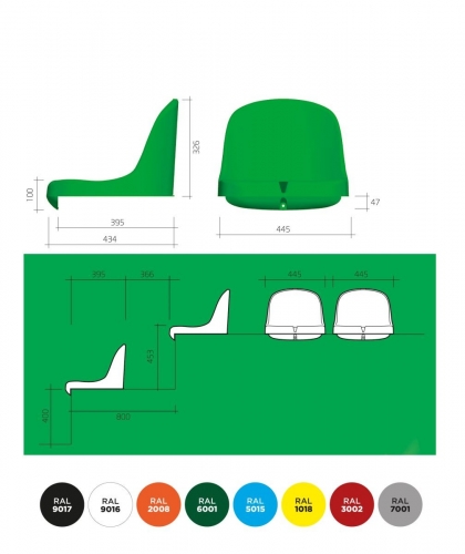 Tribünensitze "Elegance" Abmessungen