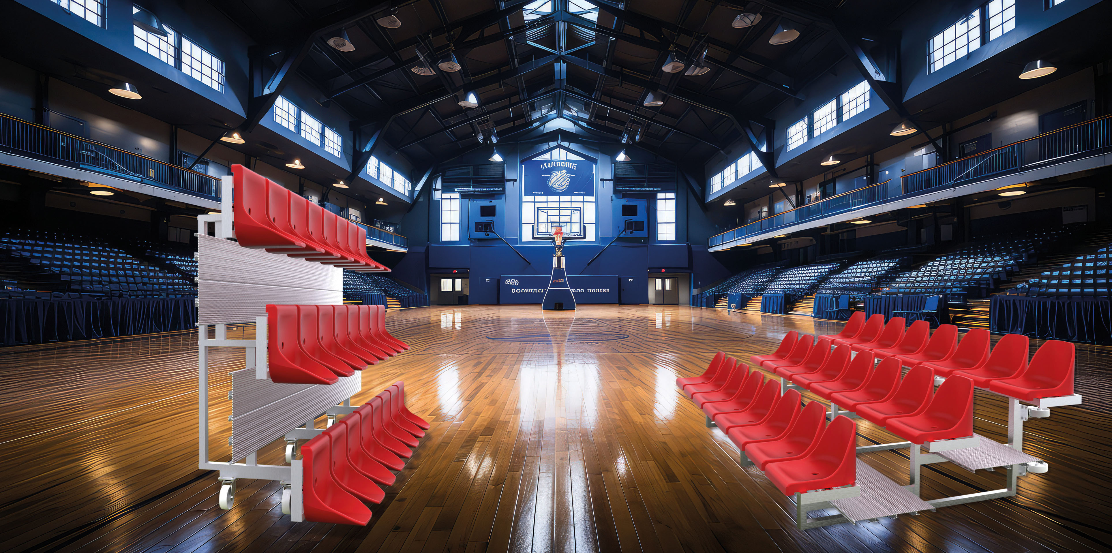 Tribüne 4m fahrbar - 24 Sitzplätze Basketball