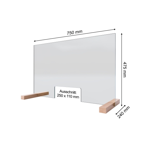 Hygiene- und Hustenschutz Abmessungen