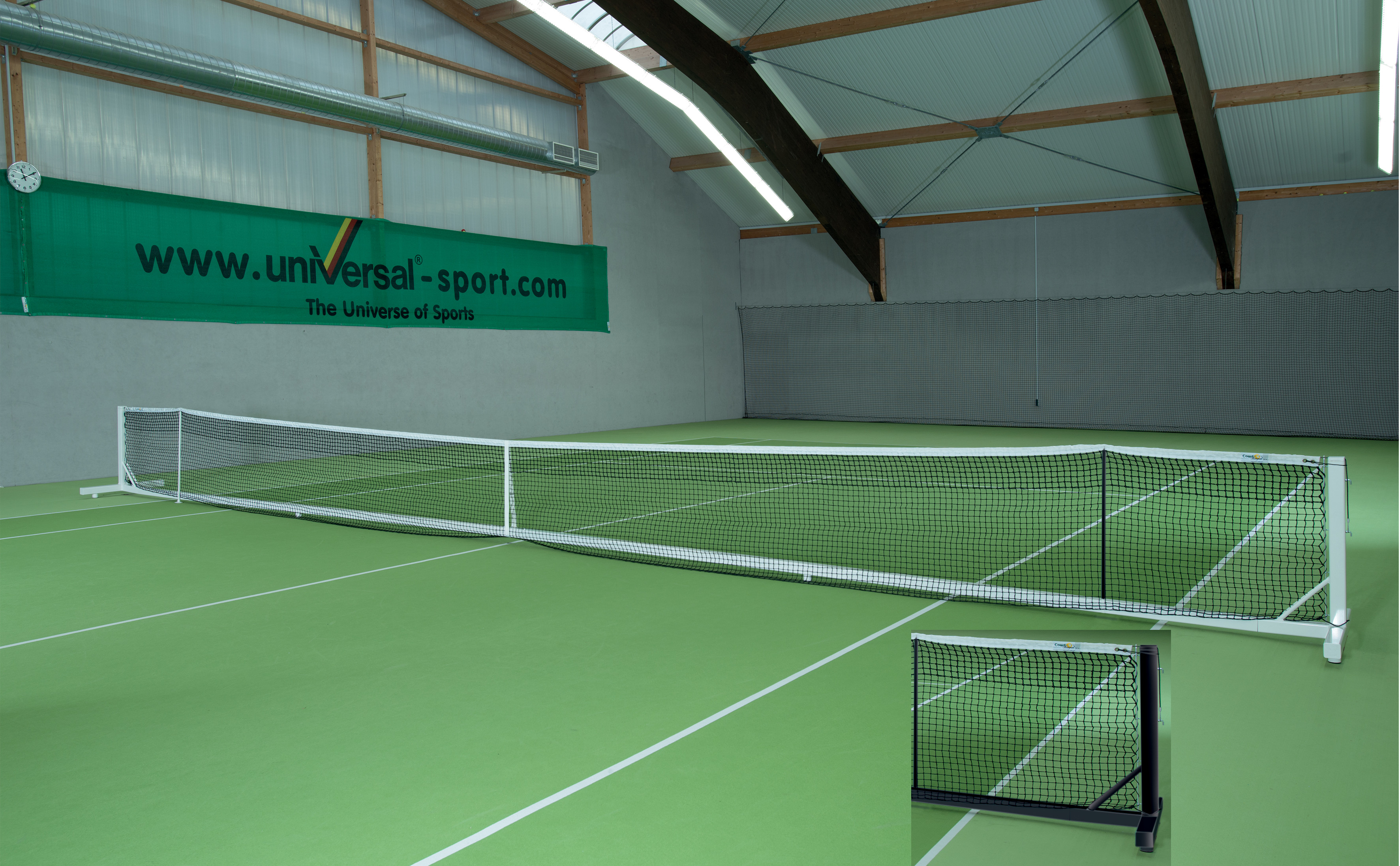 Tennisnetzanlage Court Royal II Turnier weiß und schwarz
